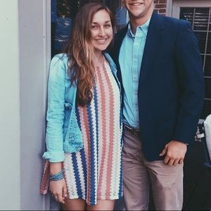 Patterned mini dress with tank straps